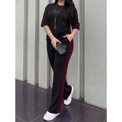 👕✨Women's Casual Two-Piece Lounge Set with Stripe Detail – Effortless Comfort & Sporty Style🔥