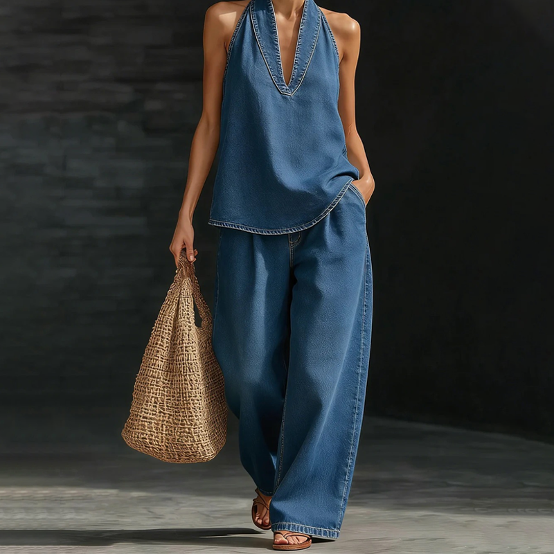👖✨Women's Casual Halter Top & Wide-Leg Pants Set– Effortless Summer Style🔥