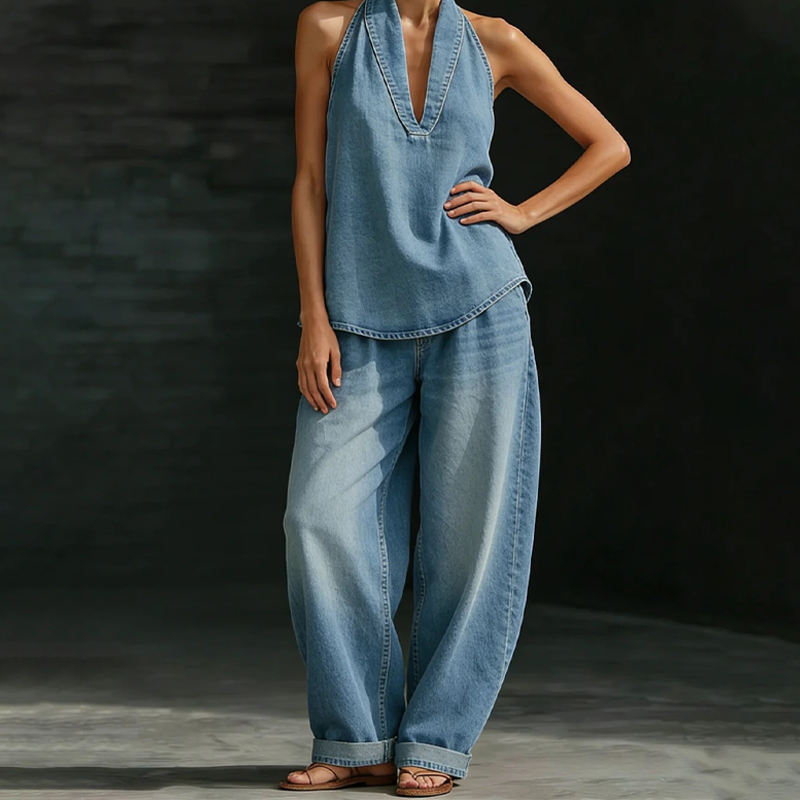 👖✨Women's Casual Halter Top & Wide-Leg Pants Set– Effortless Summer Style🔥