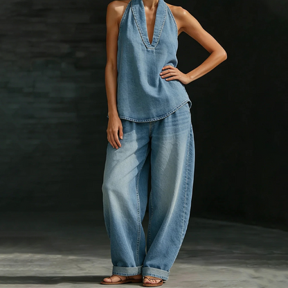 👖✨Women's Casual Halter Top & Wide-Leg Pants Set– Effortless Summer Style🔥