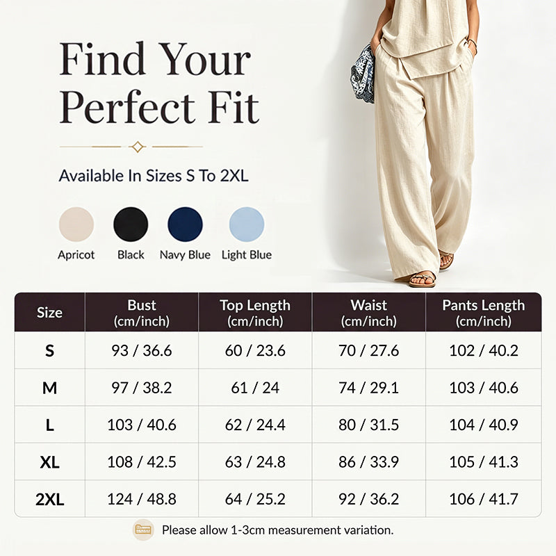 👗✨Damen-Set mit asymmetrischem Top und weit geschnittener Hose – müheloser Chic im Wide-Leg-Style🔥