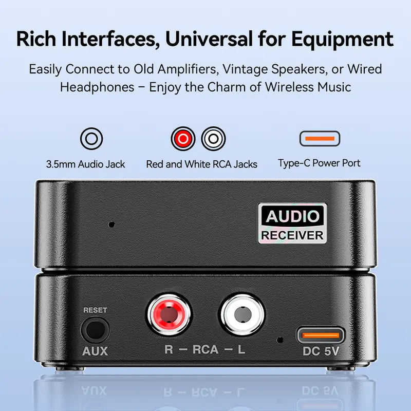 🔊✨Bluetooth 6.0 Audio Receiver with RCA and AUX Outputs– Upgrade Any Speaker to Wireless 🎶
