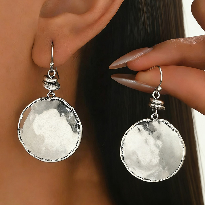 💫Vintage Hammered Metal Drop Earrings– Lightweight Geometric Statement Jewellery ✨