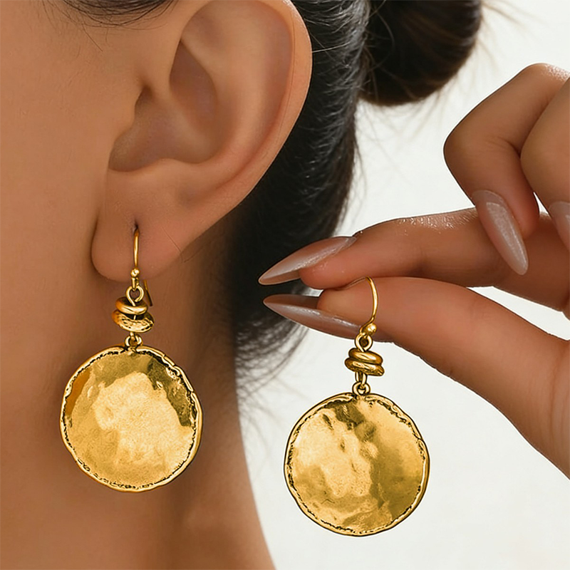 💫Vintage Hammered Metal Drop Earrings– Lightweight Geometric Statement Jewellery ✨