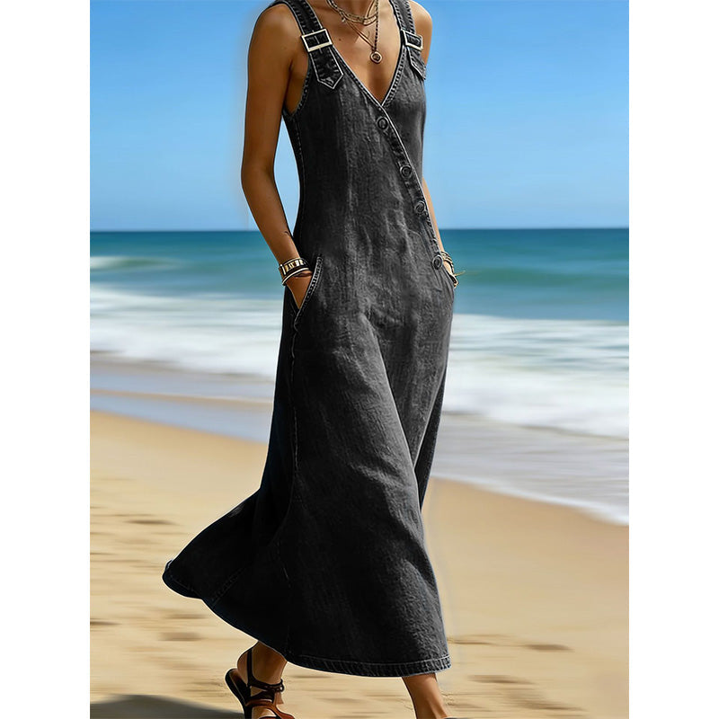 👗✨Stylisches asymmetrisches Jeanskleid für Damen mit Knöpfen – Mühelos schick für jeden Tag🔥