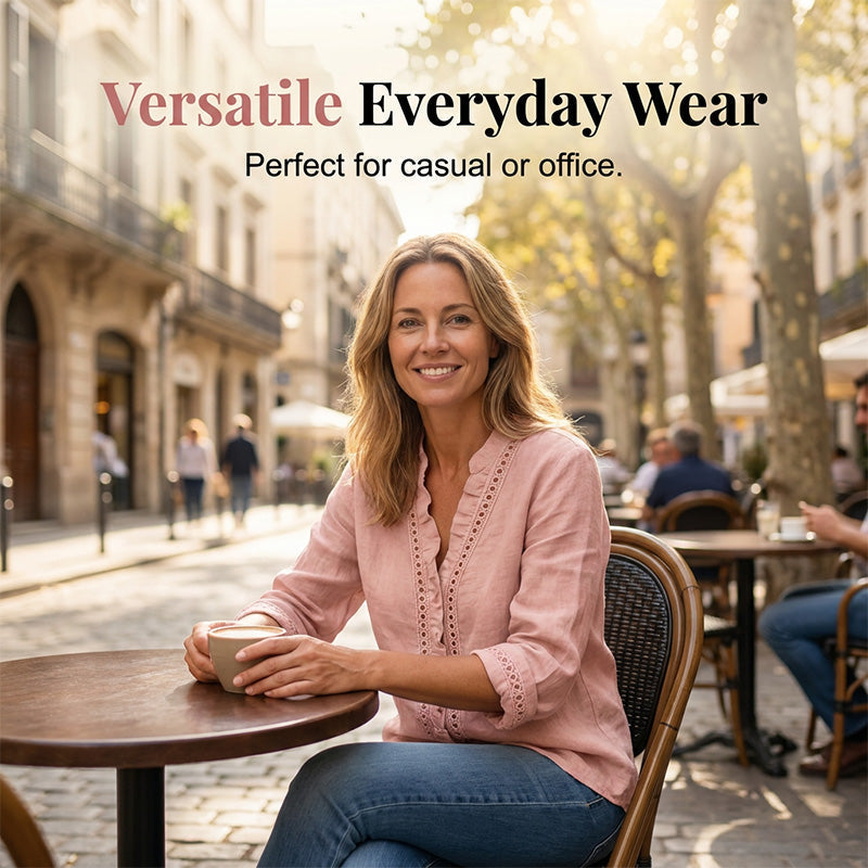👚✨Damen-Bluse mit V-Ausschnitt und Rüschen – Mühelos Femininer Alltagsstil🌸