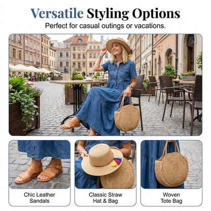 👗✨Women's Vintage Denim Maxi Dress – Effortless Everyday Chic🔥