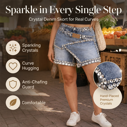 👖💎Damen Rhinestone Denim Layered Skort – Glitzernder Stil trifft auf Alltagskomfort ✨