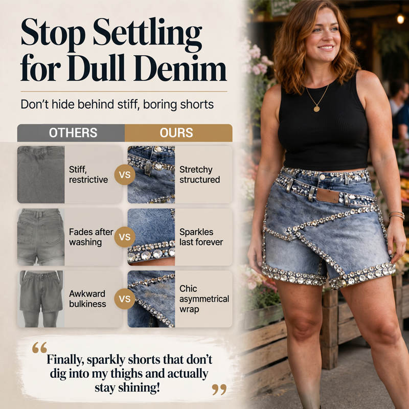 👖💎Damen Rhinestone Denim Layered Skort – Glitzernder Stil trifft auf Alltagskomfort ✨