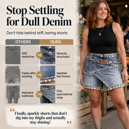 👖💎Damen Rhinestone Denim Layered Skort – Glitzernder Stil trifft auf Alltagskomfort ✨