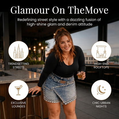 👖💎Damen Rhinestone Denim Layered Skort – Glitzernder Stil trifft auf Alltagskomfort ✨