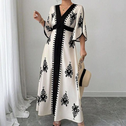 👗Women's Elegant V-Neck Print Maxi Dress– Elegant, Flattering & Effortlessly Chic ✨