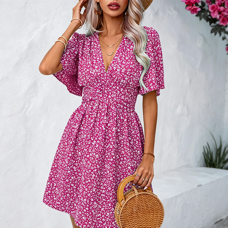 🌸☀️Damen Sommer V-Ausschnitt Blumenkleid – schmeichelhaft & mühelos elegant✨