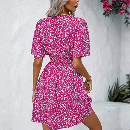 🌸☀️Damen Sommer V-Ausschnitt Blumenkleid – schmeichelhaft & mühelos elegant✨