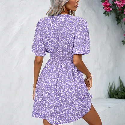 🌸☀️Damen Sommer V-Ausschnitt Blumenkleid – schmeichelhaft & mühelos elegant✨