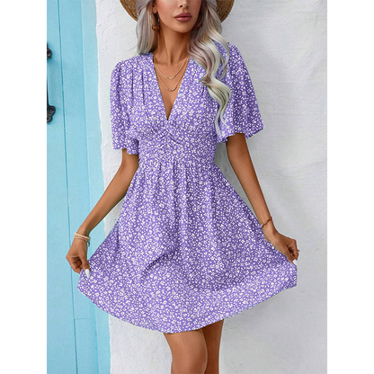 🌸☀️Damen Sommer V-Ausschnitt Blumenkleid – schmeichelhaft & mühelos elegant✨