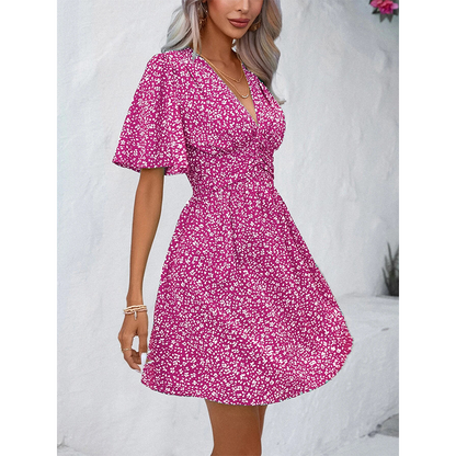 🌸☀️Damen Sommer V-Ausschnitt Blumenkleid – schmeichelhaft & mühelos elegant✨
