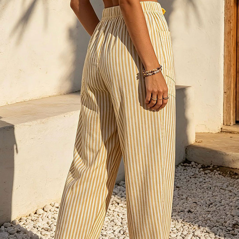 👖☀️Gestreifte Cropped-Freizeithose für Damen – Sommerlicher Komfort & Müheloser Stil✨