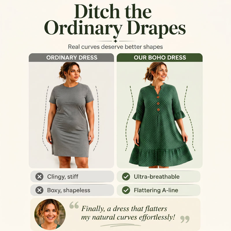 👗Damen-Sommerkleid mit Tupfen und Rüschenärmeln – Mühelos schick & Figurschmeichelnd ✨