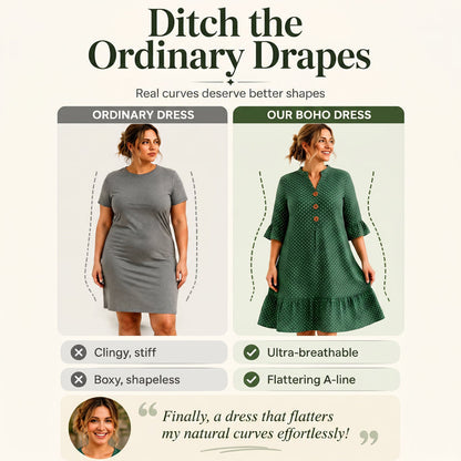 👗Damen-Sommerkleid mit Tupfen und Rüschenärmeln – Mühelos schick & Figurschmeichelnd ✨