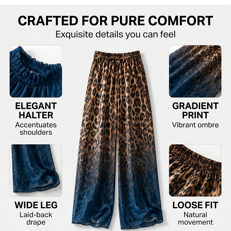 👗Women’s Halter Sleeveless Top & Leopard Pants Set-Leg Pants Set – Bold, Chic & Effortless Summer Outfit🔥