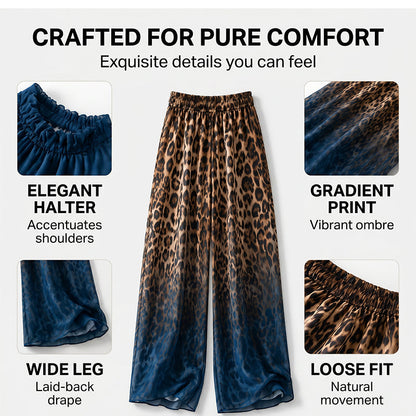 👗Women’s Halter Sleeveless Top & Leopard Pants Set-Leg Pants Set – Bold, Chic & Effortless Summer Outfit🔥