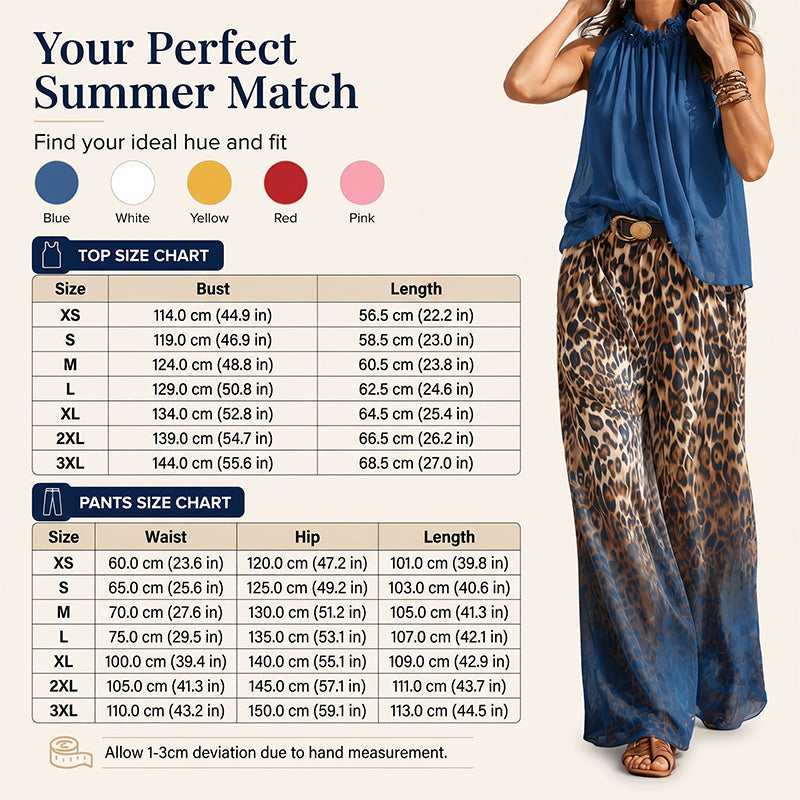 👗Women’s Halter Sleeveless Top & Leopard Pants Set-Leg Pants Set – Bold, Chic & Effortless Summer Outfit🔥
