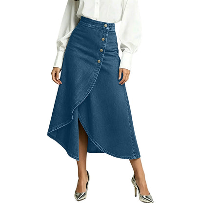 💙🔥Women's High-Waist Irregular Denim Skirt– Effortless Vintage Style