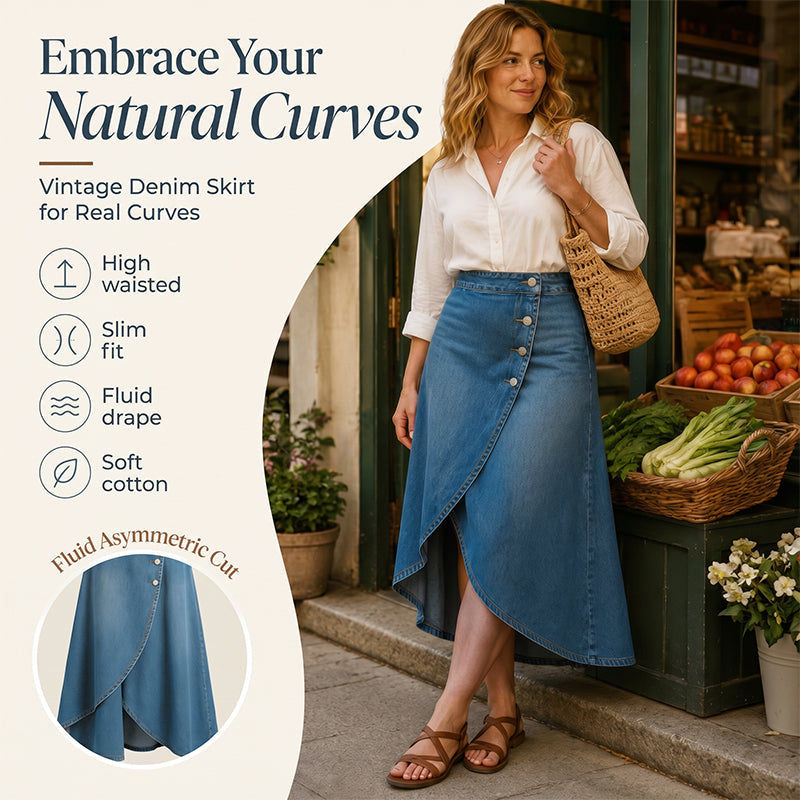 💙🔥Women's High-Waist Irregular Denim Skirt– Effortless Vintage Style