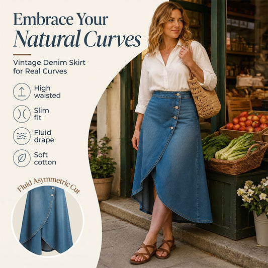 💙🔥Women's High-Waist Irregular Denim Skirt– Effortless Vintage Style