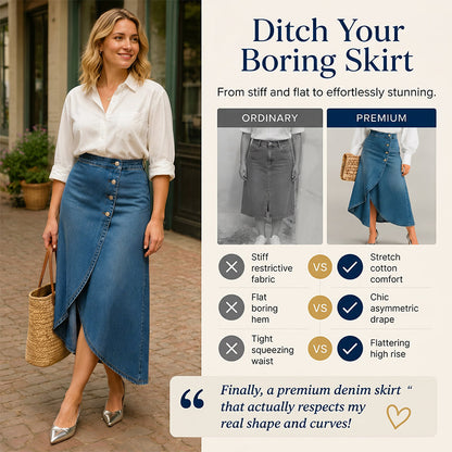 💙🔥Women's High-Waist Irregular Denim Skirt– Effortless Vintage Style