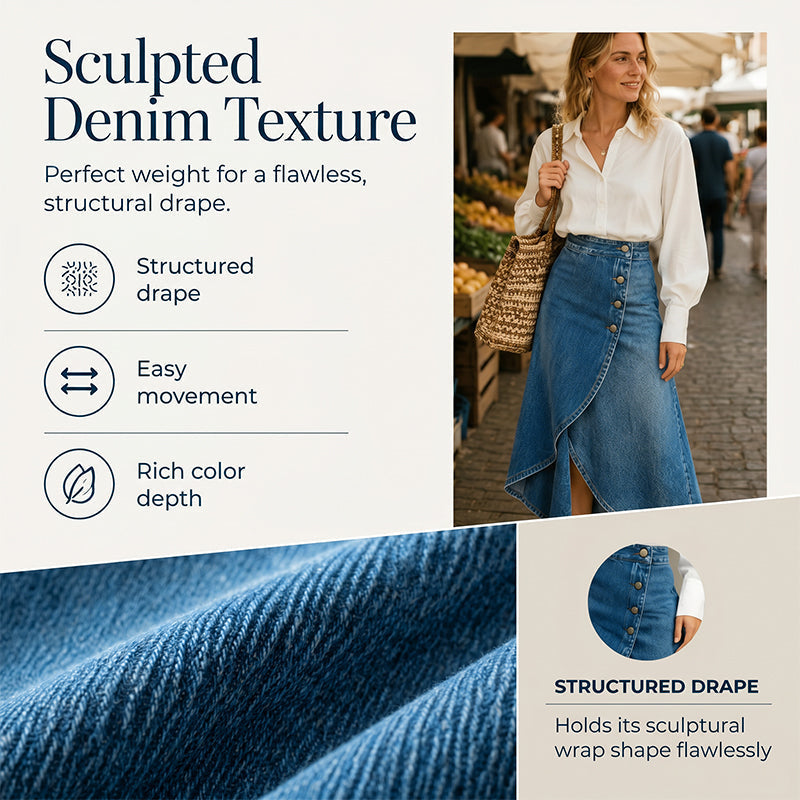 💙🔥Women's High-Waist Irregular Denim Skirt– Effortless Vintage Style