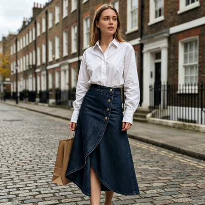 💙🔥Women's High-Waist Irregular Denim Skirt– Effortless Vintage Style
