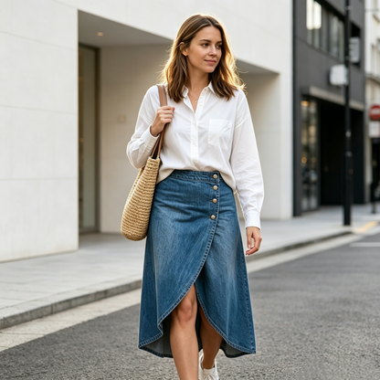 💙🔥Women's High-Waist Irregular Denim Skirt– Effortless Vintage Style