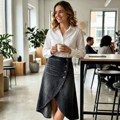 💙🔥Women's High-Waist Irregular Denim Skirt– Effortless Vintage Style
