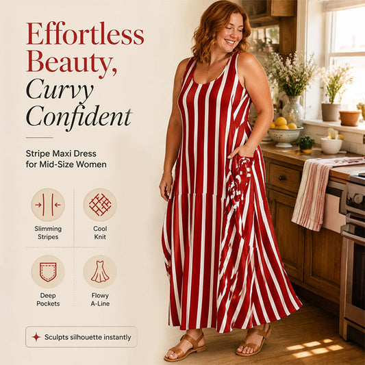 👗Women's Striped Sleeveless Maxi Dress– Effortless Summer Chic✨