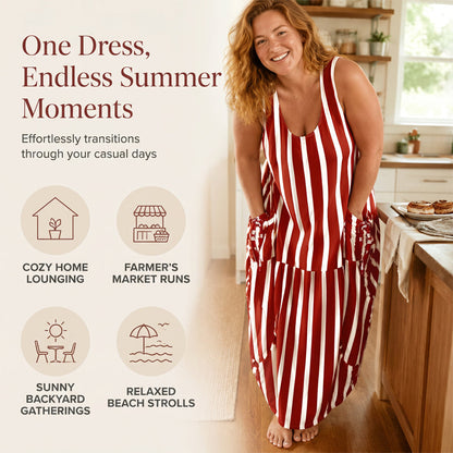 👗Gestreiftes ärmelloses Maxikleid für Damen – mühelose Sommer-Eleganz✨