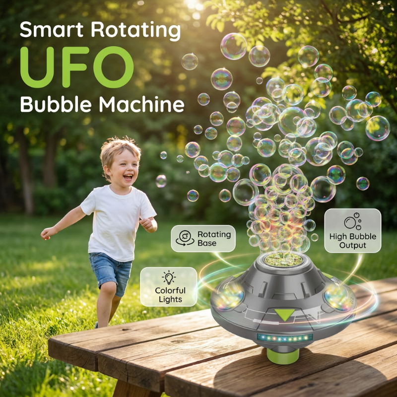 📢📢50% OFF !! ⏰Smart Rotating UFO Bubble Machine – Magical Outdoor Fun For Kids✨