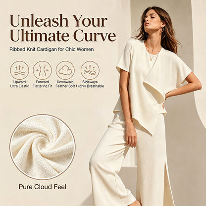 👗Damen-Set mit asymmetrischem Oberteil und Hose mit weitem Bein – elegantes Statement-Zweiteiler ✨