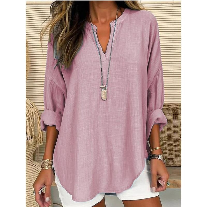 👕Women’s Casual Solid V-Neck Blouse– Effortless Everyday Smart Casual Top✨