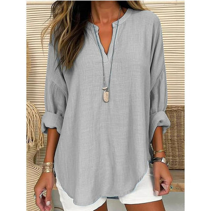 👕Women’s Casual Solid V-Neck Blouse– Effortless Everyday Smart Casual Top✨