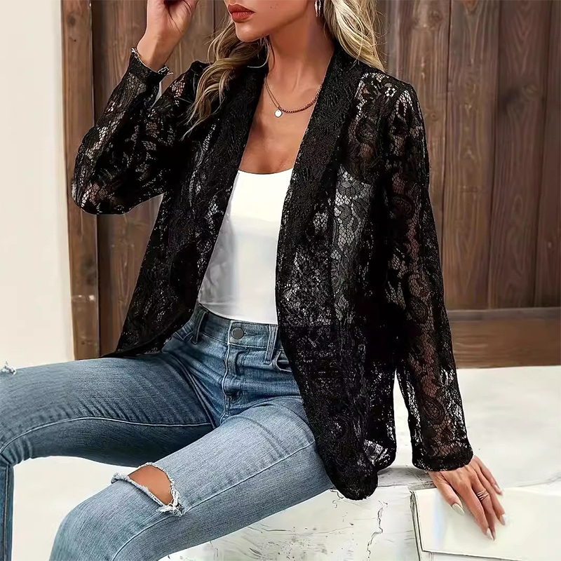 👗Eleganter Damen-Blazer aus floraler Spitze – Elegante, leichte Office-zu-Abend-Kombination✨