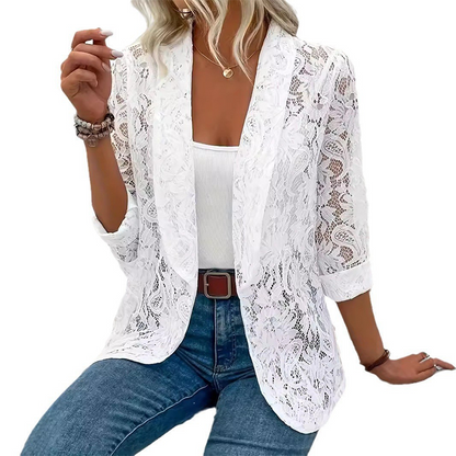 👗Eleganter Damen-Blazer aus floraler Spitze – Elegante, leichte Office-zu-Abend-Kombination✨