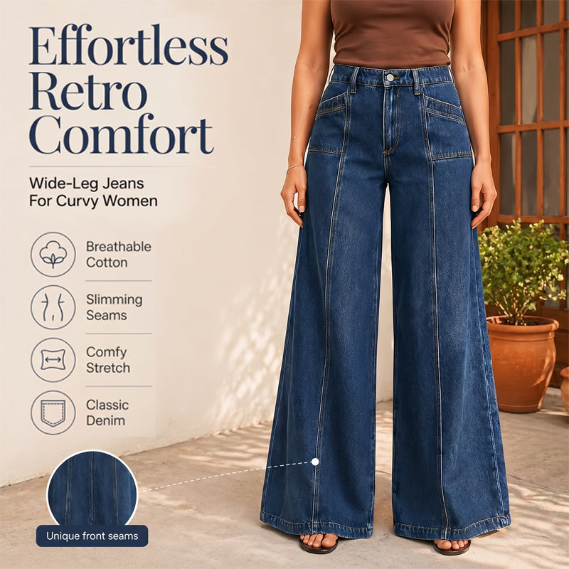 👖 Damen High-Waist Wide-Leg Jeans – Schmeichelhafte Vintage-Passform aus Denim ✨