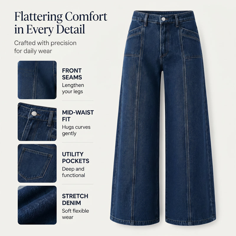 👖 Damen High-Waist Wide-Leg Jeans – Schmeichelhafte Vintage-Passform aus Denim ✨