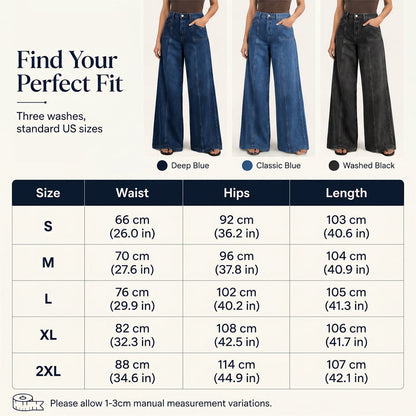👖 Damen High-Waist Wide-Leg Jeans – Schmeichelhafte Vintage-Passform aus Denim ✨