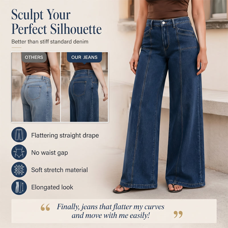 👖 Damen High-Waist Wide-Leg Jeans – Schmeichelhafte Vintage-Passform aus Denim ✨