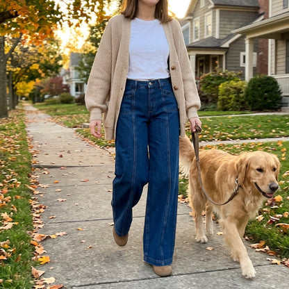 👖 Damen High-Waist Wide-Leg Jeans – Schmeichelhafte Vintage-Passform aus Denim ✨