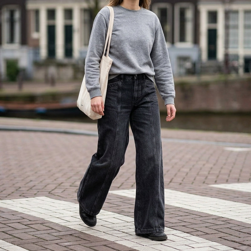 👖 Damen High-Waist Wide-Leg Jeans – Schmeichelhafte Vintage-Passform aus Denim ✨