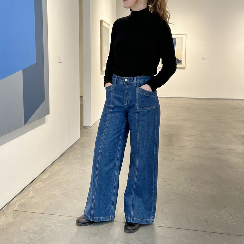 👖 Damen High-Waist Wide-Leg Jeans – Schmeichelhafte Vintage-Passform aus Denim ✨